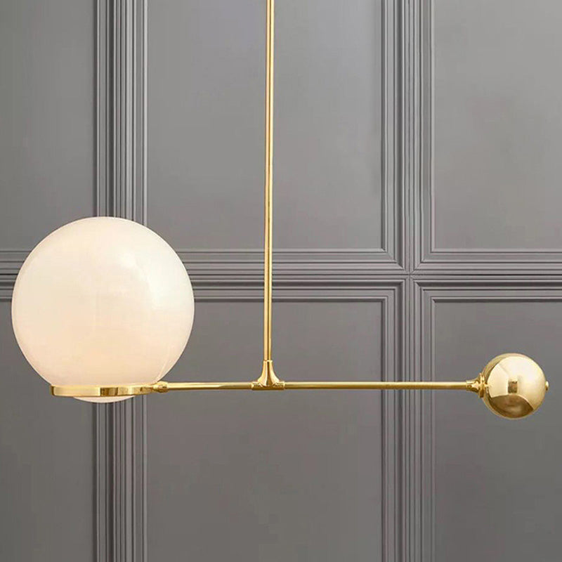 Nordic Beige Glass Pendant Light - Gold Ceiling Fixture For Bedroom