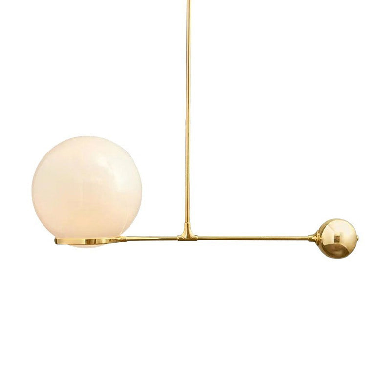 Nordic Beige Glass Pendant Light - Gold Ceiling Fixture For Bedroom