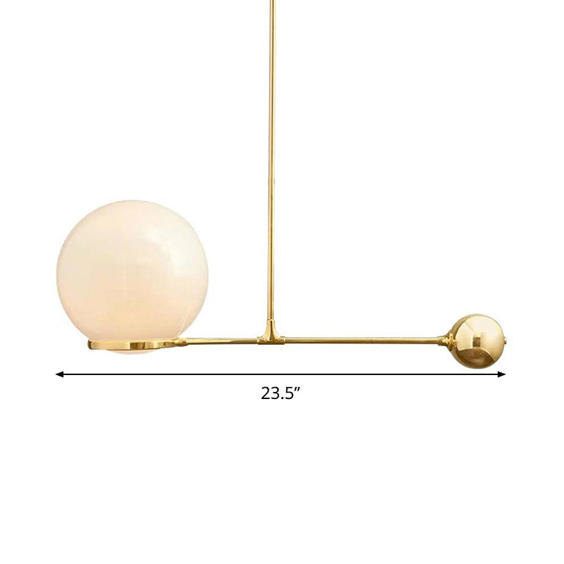 Nordic Beige Glass Globe Pendant Light: Elegant 1-Head Gold Hanging Fixture for Bedroom