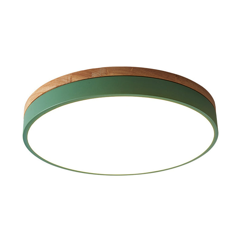 Modern LED Green Flush Mount Ceiling Light with Acrylic Diffuser - Available in 12"/16"/19.5" Widths
