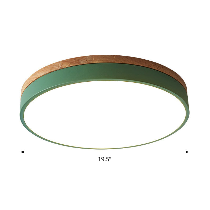 Modern LED Green Flush Mount Ceiling Light with Acrylic Diffuser - Available in 12"/16"/19.5" Widths
