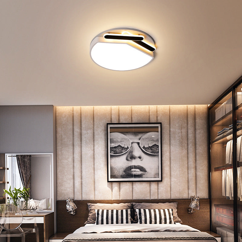 Contemporary Round Metal Ceiling Mounted Fixture: Gold/Black & White LED Ceiling Light (16.5"/20.5") - Warm/White Light, Stepless Dimming, Remote Control