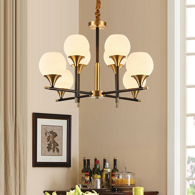 Lustre Global en verre blanc avec 8 ampoules : lampe de chambre contemporaine au design vertical