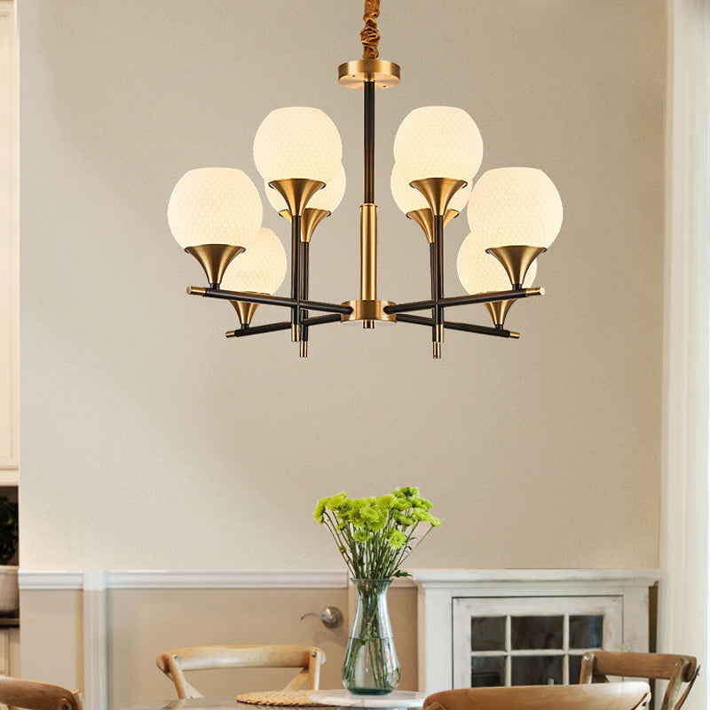 Lustre Global en verre blanc avec 8 ampoules : lampe de chambre contemporaine au design vertical