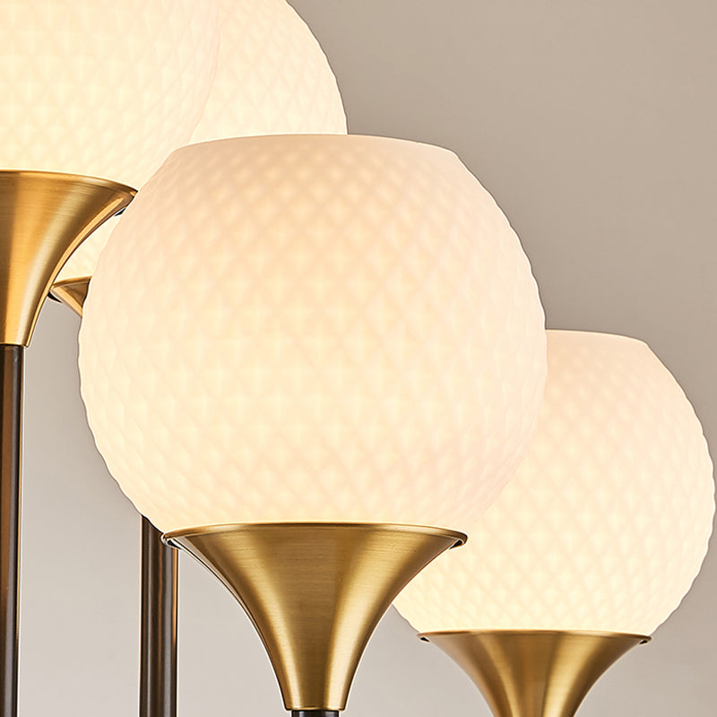 Lustre Global en verre blanc avec 8 ampoules : lampe de chambre contemporaine au design vertical