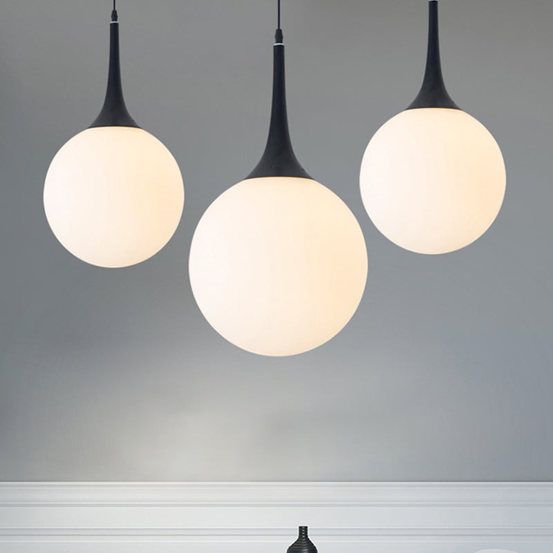 Postmodern White Glass Sphere Ceiling Light Pendant - 1 Head, 6"/8"/12" Wide