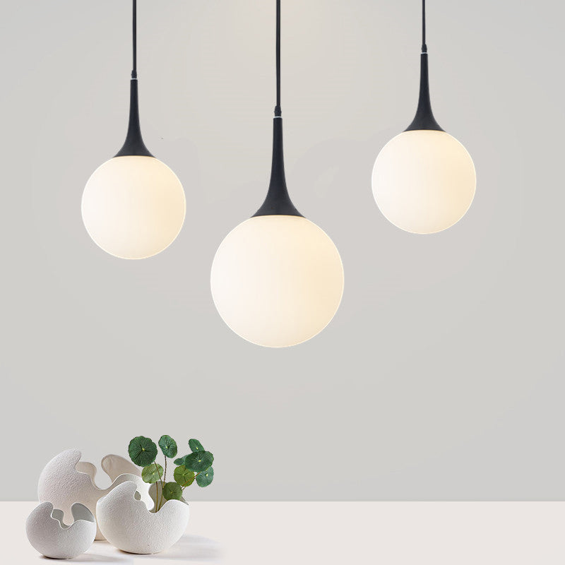 Postmodern White Glass Sphere Ceiling Light Pendant - 1 Head, 6"/8"/12" Wide