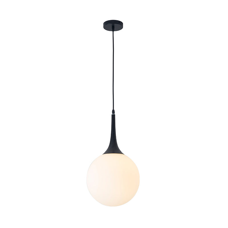 Postmodern White Glass Sphere Ceiling Light Pendant - 1 Head, 6"/8"/12" Wide