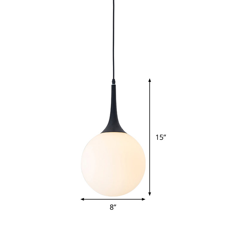 Postmodern White Glass Sphere Ceiling Light Pendant - 1 Head, 6"/8"/12" Wide