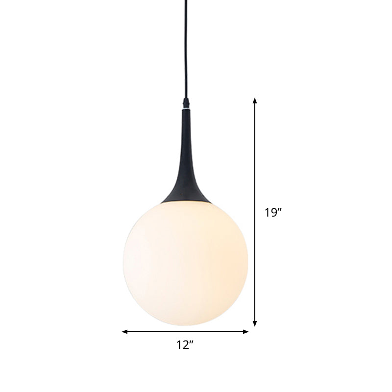 Postmodern White Glass Sphere Ceiling Light Pendant - 1 Head, 6"/8"/12" Wide