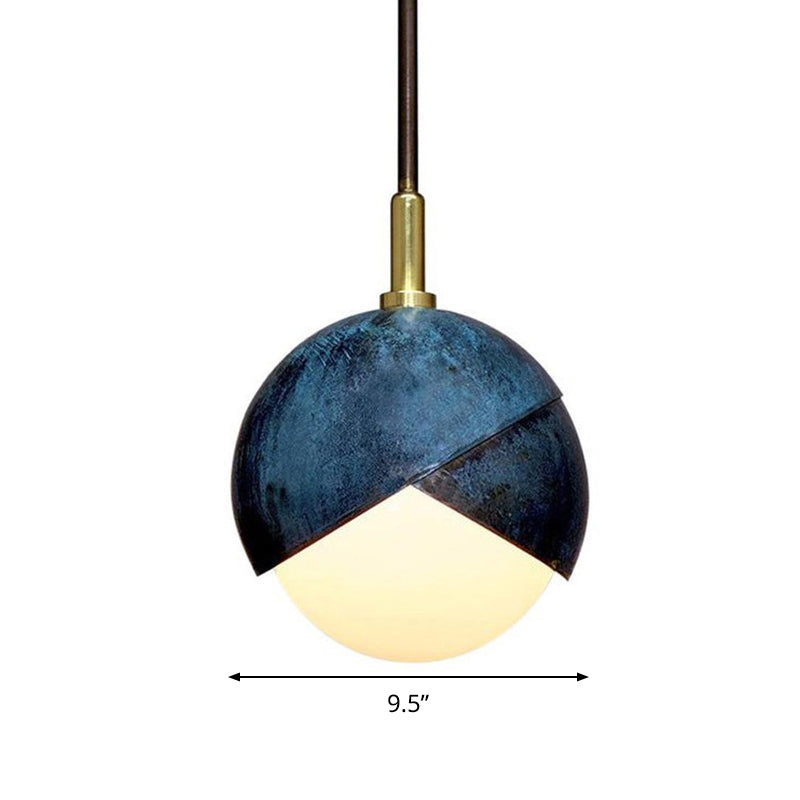 Postmodern Metal Pendant Lamp: Semi Sphere Shade, 1 Head, Blue Hanging, 5.5"/9.5" Wide