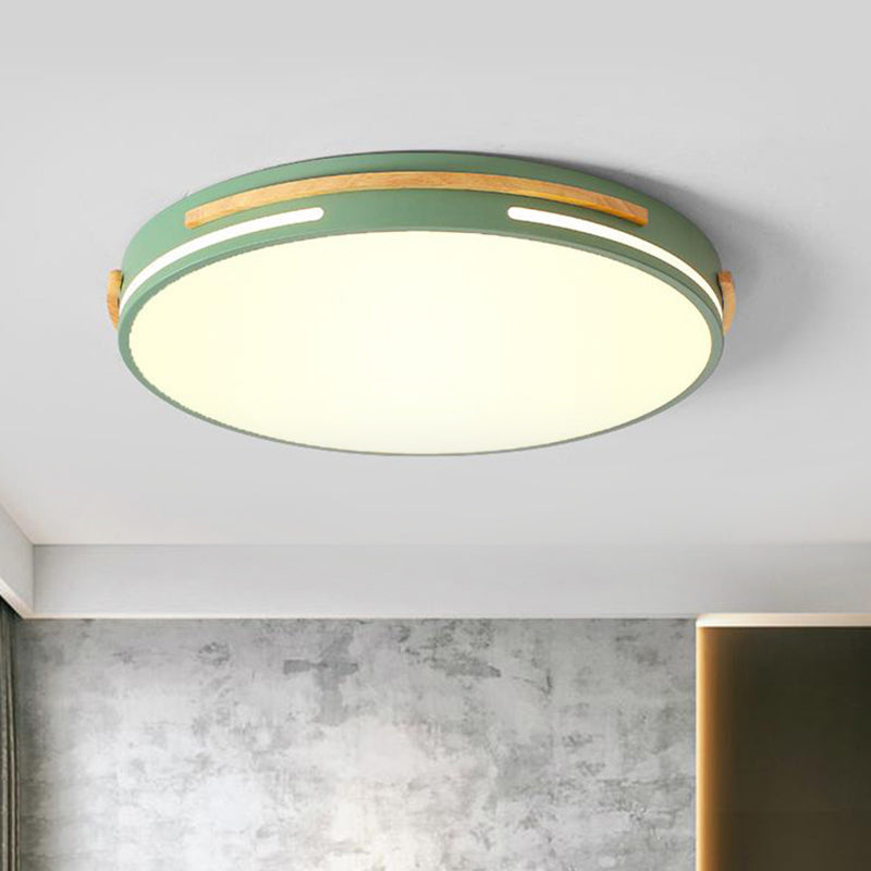 Macaron Metal LED Round Flushmount Ceiling Light Fixture - Grey/White/Green, Warm/White Light - 16.5"/20.5" Wide