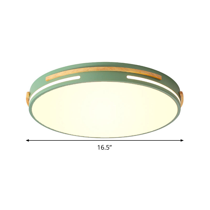 Macaron Metal LED Round Flushmount Ceiling Light Fixture - Grey/White/Green, Warm/White Light - 16.5"/20.5" Wide