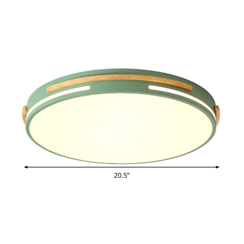 Macaron Metal LED Round Flushmount Ceiling Light Fixture - Grey/White/Green, Warm/White Light - 16.5"/20.5" Wide