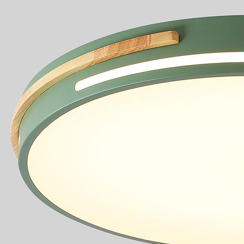 Macaron Metal LED Round Flushmount Ceiling Light Fixture - Grey/White/Green, Warm/White Light - 16.5"/20.5" Wide