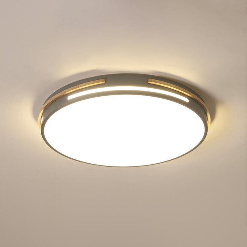 Macaron Metal LED Round Flushmount Ceiling Light Fixture - Grey/White/Green, Warm/White Light - 16.5"/20.5" Wide