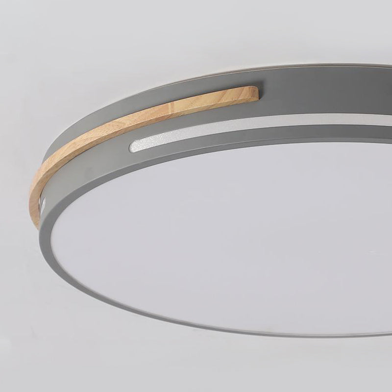 Macaron Metal LED Round Flushmount Ceiling Light Fixture - Grey/White/Green, Warm/White Light - 16.5"/20.5" Wide