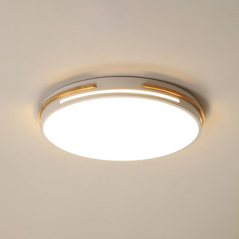Macaron Metal LED Round Flushmount Ceiling Light Fixture - Grey/White/Green, Warm/White Light - 16.5"/20.5" Wide