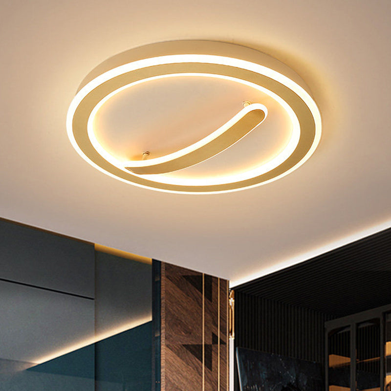 Contemporary Circular Ceiling Mount Light - 18"/20.5" Wide - Acrylic Gold/Black & White - LED Flush Light - Warm/White Light - Remote Control with Dimming
