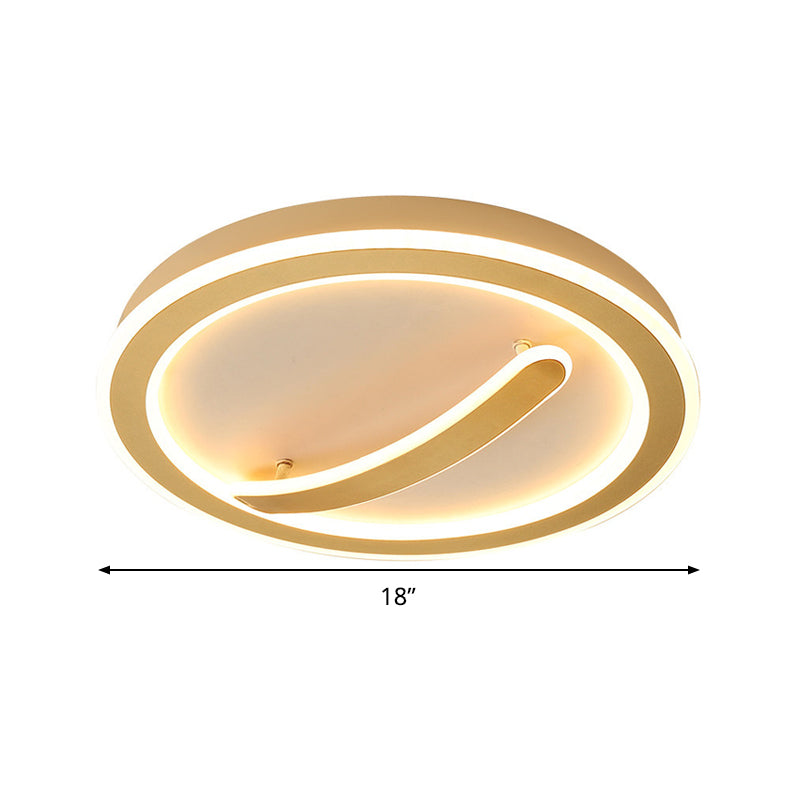 Contemporary Circular Ceiling Mount Light - 18"/20.5" Wide - Acrylic Gold/Black & White - LED Flush Light - Warm/White Light - Remote Control with Dimming