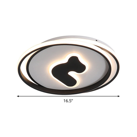 Modern Black Led Flush Mount Ceiling Light Fixture - 16.5/20.5 Wide Circle Acrylic White/Yellow