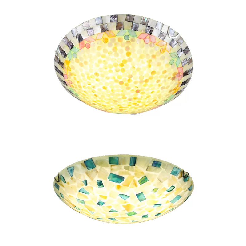 Tiffany Ceiling Light, Medium Flush Mount Fixture - Decorative Mosaic Bowl Shade for Bedrooms