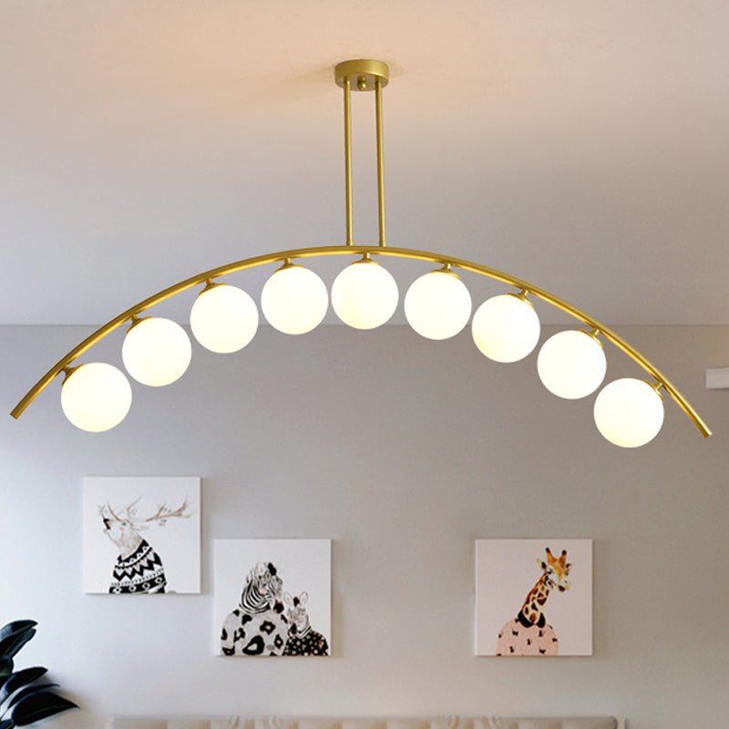 Modern Metal Arc Chandelier With Glass Ball Shades - 5/7/9 Light Pendant Ceiling Fixture 9 / White