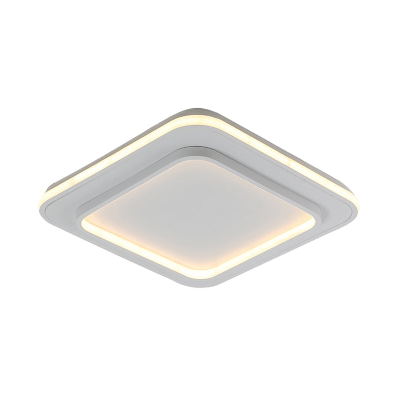 Minimalist White Square Flush Mount LED Ceiling Light Fixture - 18"/21.5" Acrylic with Warm/White Light