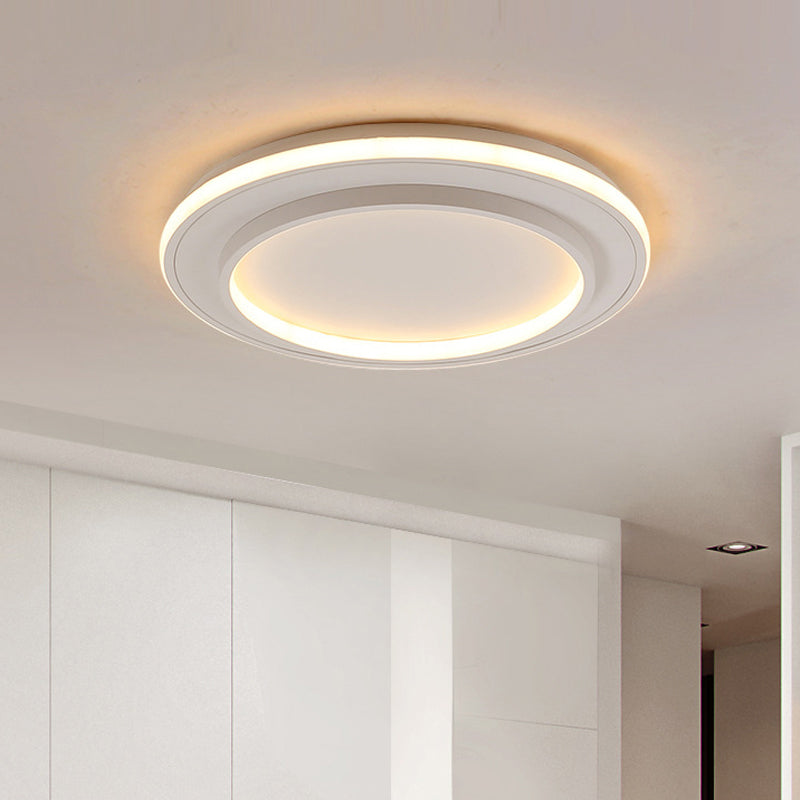 Simple Style White Disk Flush Mount LED Ceiling Light in Warm/White Light - 18"/21.5" Wide