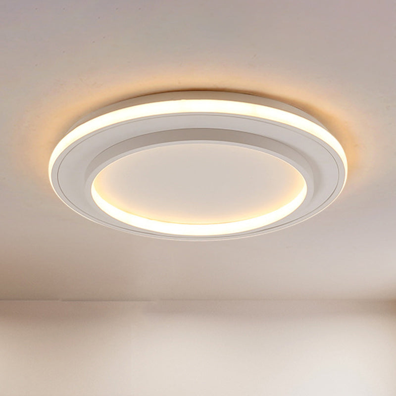 Simple Style White Disk Flush Mount LED Ceiling Light in Warm/White Light - 18"/21.5" Wide