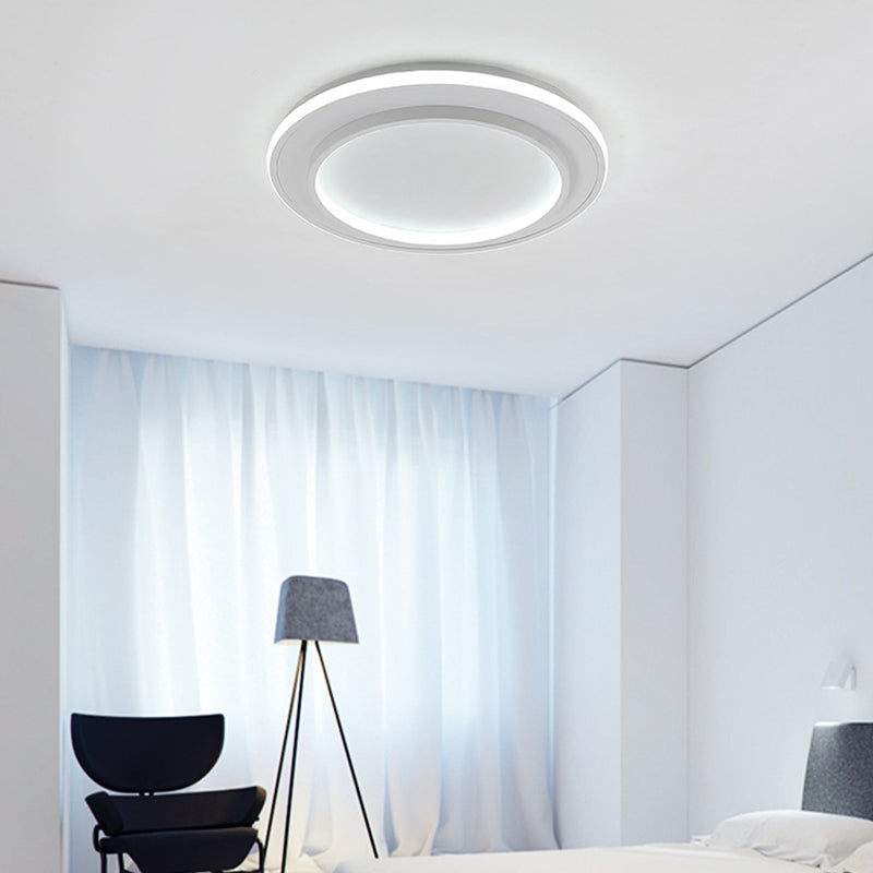 Simple Style White Disk Flush Mount LED Ceiling Light in Warm/White Light - 18"/21.5" Wide