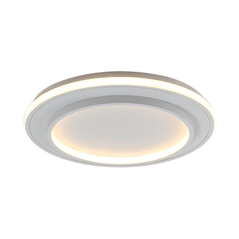 Simple Style White Disk Flush Mount LED Ceiling Light in Warm/White Light - 18"/21.5" Wide