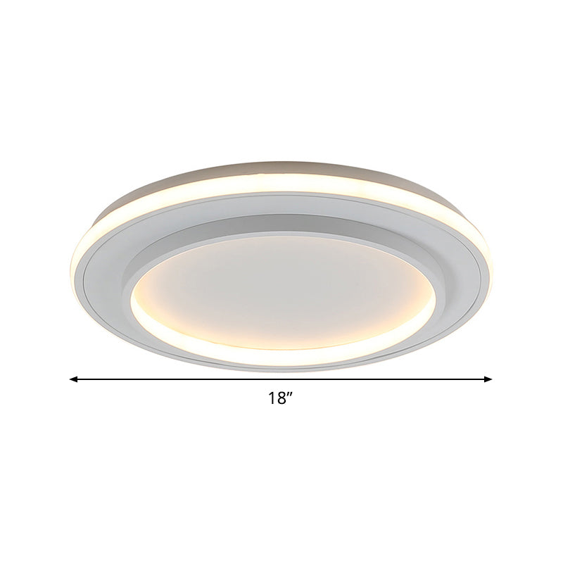 Simple Style White Disk Flush Mount LED Ceiling Light in Warm/White Light - 18"/21.5" Wide