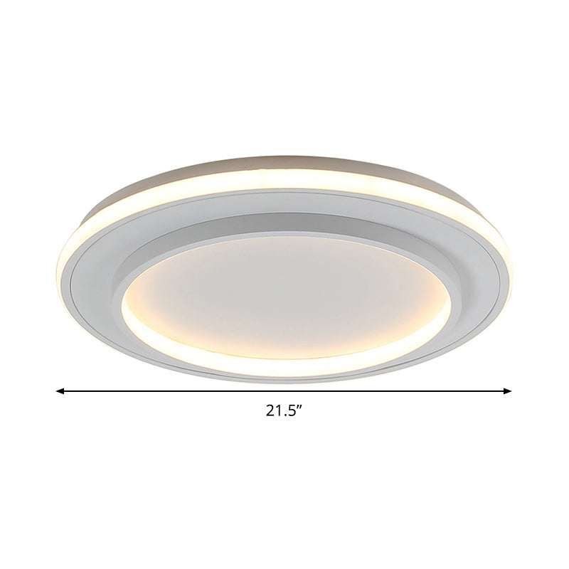 Simple Style White Disk Flush Mount LED Ceiling Light in Warm/White Light - 18"/21.5" Wide