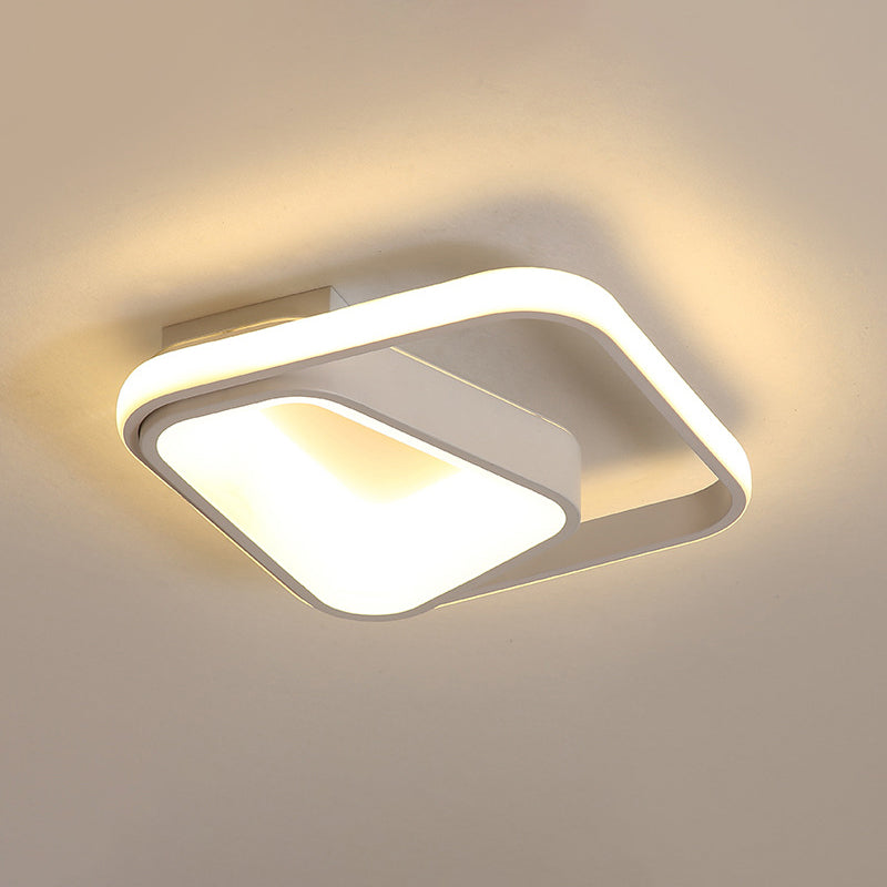 Modern Geometric Metal Flush Mount LED Ceiling Lamp in Gray/White - Natural Light, Remote Control & Stepless Dimming