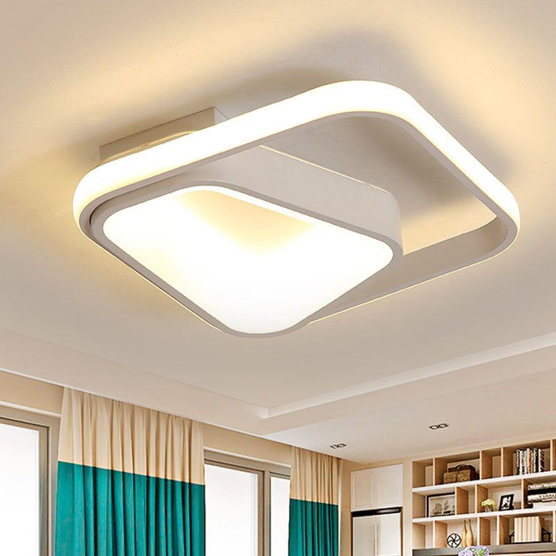 Modern Geometric Metal Flush Mount LED Ceiling Lamp in Gray/White - Natural Light, Remote Control & Stepless Dimming
