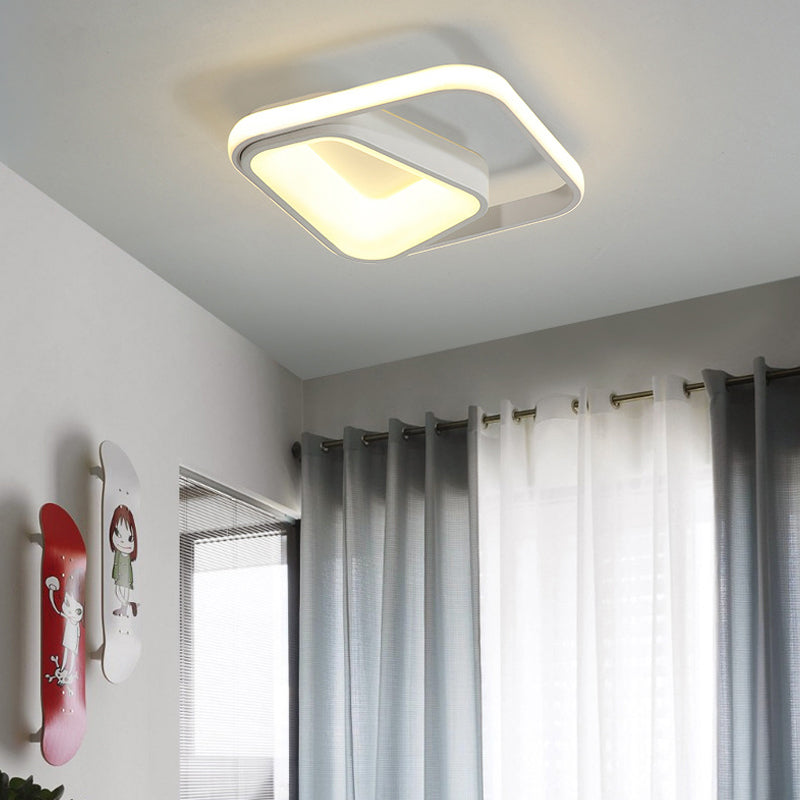 Modern Geometric Metal Flush Mount LED Ceiling Lamp in Gray/White - Natural Light, Remote Control & Stepless Dimming