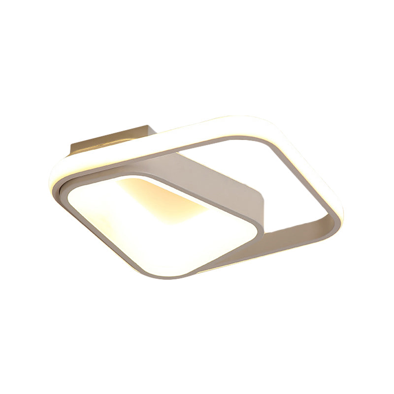 Modern Geometric Metal Flush Mount LED Ceiling Lamp in Gray/White - Natural Light, Remote Control & Stepless Dimming