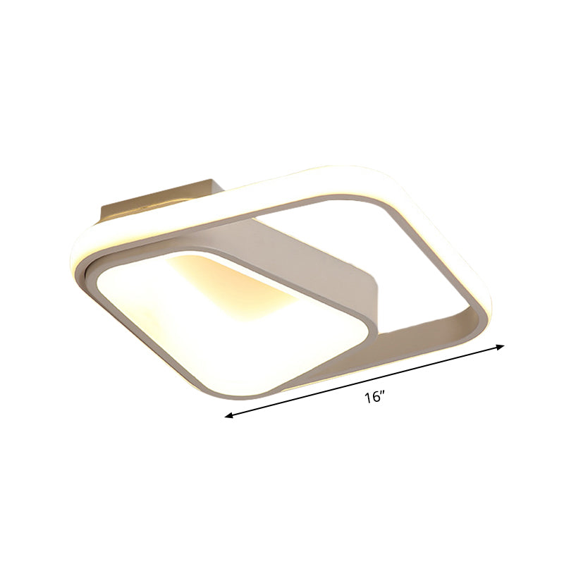 Modern Geometric Metal Flush Mount LED Ceiling Lamp in Gray/White - Natural Light, Remote Control & Stepless Dimming