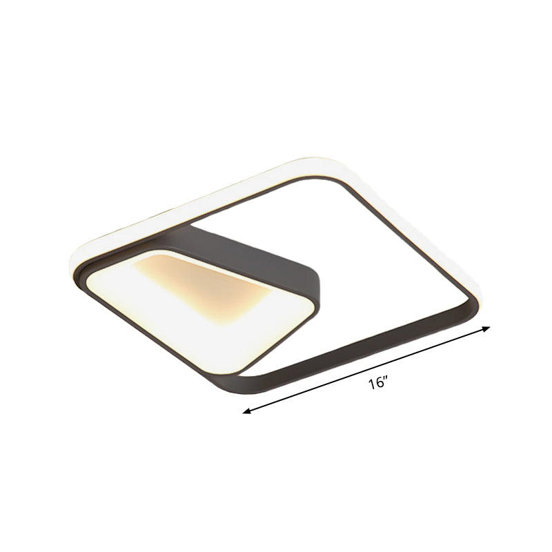 Modern Geometric Metal Flush Mount LED Ceiling Lamp in Gray/White - Natural Light, Remote Control & Stepless Dimming