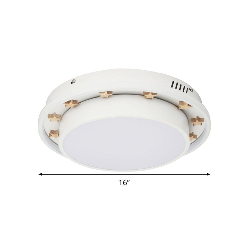 Plafonnier LED en métal moderniste à encastrer pour chambre à coucher - 16"/19,5" de large, design circulaire, finition blanche