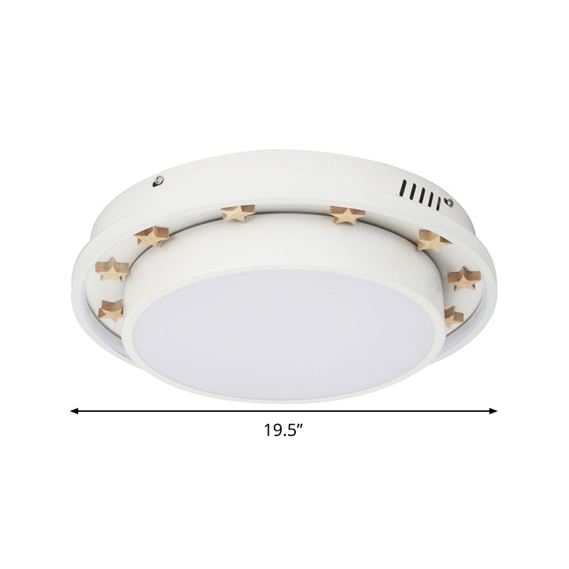Plafonnier LED en métal moderniste à encastrer pour chambre à coucher - 16"/19,5" de large, design circulaire, finition blanche