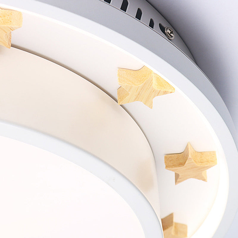 Plafonnier LED en métal moderniste à encastrer pour chambre à coucher - 16"/19,5" de large, design circulaire, finition blanche