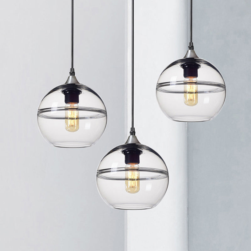 Modern Blue/Clear Glass Pendant Light for Dining Room – 1 Head, 8"/10"/12" Wide