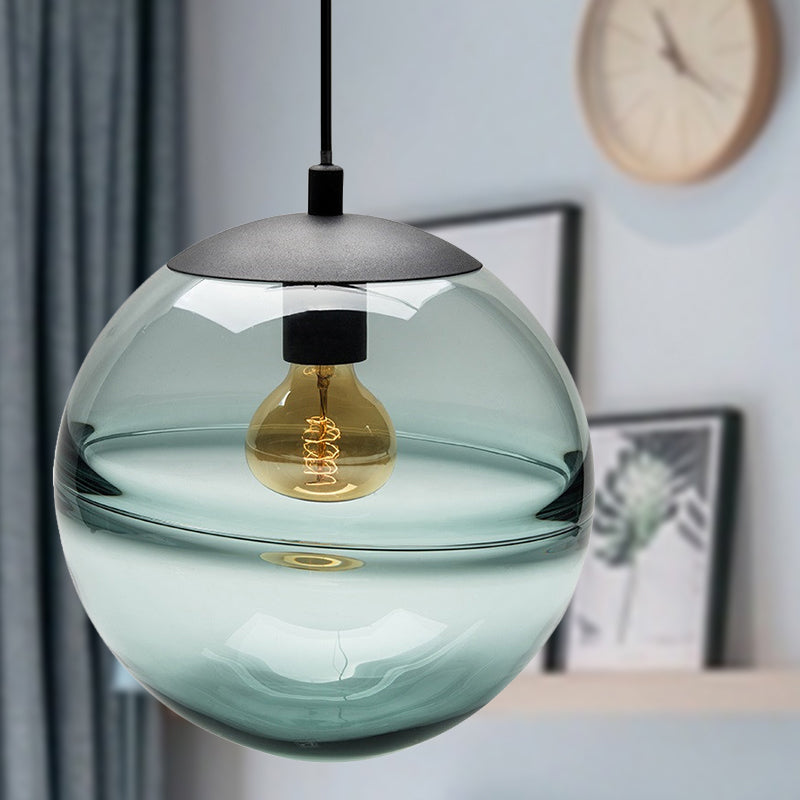 Suspension moderne en verre bleu/café, 1 tête, 8"/10"/12" de large - Parfait pour la salle à manger