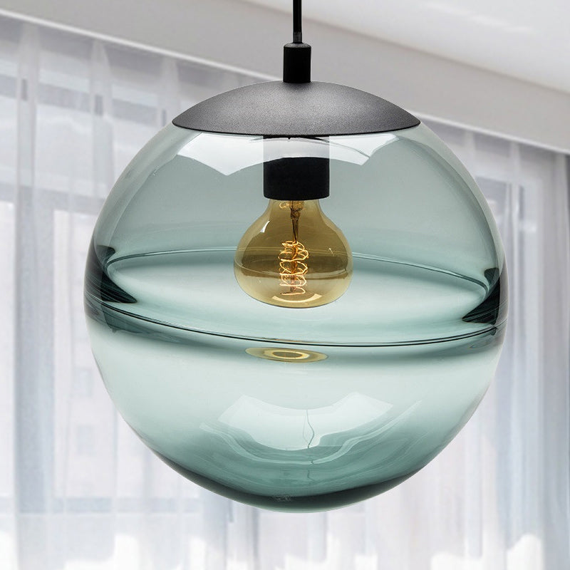 Suspension moderne en verre bleu/café, 1 tête, 8"/10"/12" de large - Parfait pour la salle à manger