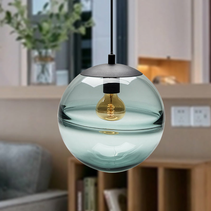 Suspension moderne en verre bleu/café, 1 tête, 8"/10"/12" de large - Parfait pour la salle à manger