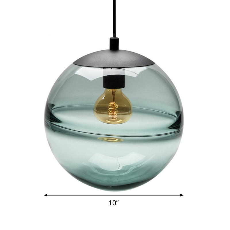 Suspension moderne en verre bleu/café, 1 tête, 8"/10"/12" de large - Parfait pour la salle à manger