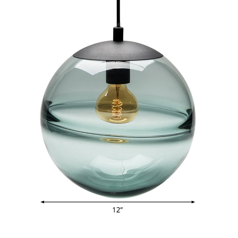 Suspension moderne en verre bleu/café, 1 tête, 8"/10"/12" de large - Parfait pour la salle à manger