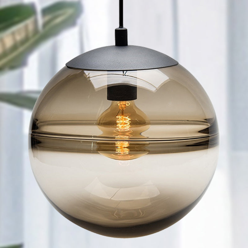 Suspension moderne en verre bleu/café, 1 tête, 8"/10"/12" de large - Parfait pour la salle à manger